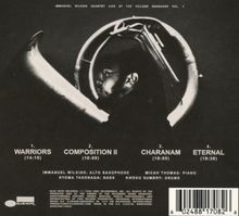 Immanuel Wilkins Quartet Live. 1. Warriors (14:15) 2. Composition II (10:09) 3. Charanam (18:05) 4. Eternal (19:38). Schwarzer Hintergrund.