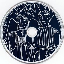 Illustration zweier Engel mit Flügeln und ein Herz darüber.