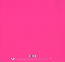 Einheitliche leuchtend pinke Fläche mit kleinem Barcode unten in der Mitte.