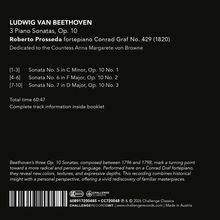 Ludwig van Beethoven, 3 Piano Sonatas, Op. 10. Roberto Prosseda spielt Fortepiano. Gesamtdauer 60:47.