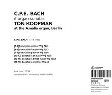 Carl Philipp Emanuel Bach (1714-1788): Orgelsonaten Wq.70 Nr.2-6, CD