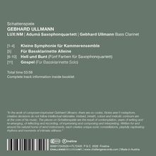 Schattenspiele, Gebhard Ullmann. Stücke: Kleine Symphonie, Für Bassklarinette, Hell und Bunt, Gospel. Dauer: 53:58.