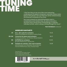 TUNING TIME. Annelies Van Parys: Eco..., Concerto, EUTOPIA, Fantasie. Zeiten und Orchester aufgeführt.