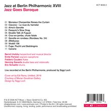 Text: "Jazz at Berlin Philharmonic XVIII, Jazz Goes Baroque."  
Tracklist von 01 bis 11. Künstler und Instrumente sind aufgelistet.