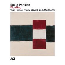 Text: "Emile Parisien Floating Yaron Herman Prabhu Edouard Linda May Han Oh". Kunstwerk: Rechtecke in Blau, Rot, Weiß.