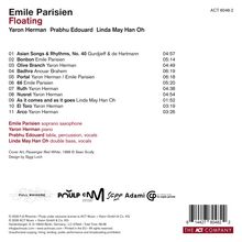 CD-Rückseite: Titel "Emile Parisien - Floating", Liste von 11 Musikstücken mit Dauerangaben. Musiker und Instrumente genannt.