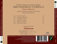Album-Cover mit Informationen zu sechs Sonaten von Arcangelo Corelli, aufgeführt von il Pettirosso. Enthält Komponisten- und Interpretenangaben.