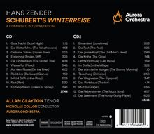 HANS ZENDER SCHUBERT’S WINTERREISE. Zu sehen: Trackliste auf zwei CDs, Künstler und Orchester. Logo: "Aurora Orchestra".
