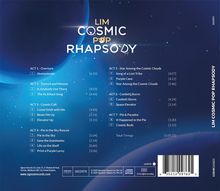 LIM COSMIC POP RHAPSODY, Album-Trackliste in 7 Akten mit Titeln und Laufzeiten, blauer Hintergrund mit Sternen.