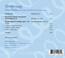 "Strange Loops: Clarinet Quintets by Anna Clyne, Ruth Gipps, and Carl Maria von Weber. Total timing: 57.49."