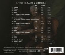 "...FEELING, TASTE & SCIENCE..."; Sonata-Titel sowie Zeitangaben; Richard Boothby, Iestyn Davies, Silas Wollston, Fretwork; enthält Gemälde.
