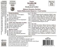 Gustav Mahler (1860-1911): Lieder eines fahrenden Gesellen, CD