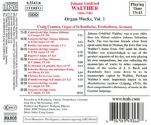 Johann Gottfried Walther (1684-1748): Orgelwerke Vol.1, CD