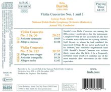 Bela Bartok (1881-1945): Violinkonzerte Nr.1 &amp; 2, CD