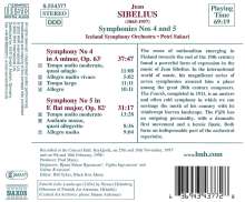 Jean Sibelius (1865-1957): Symphonien Nr.4 &amp; 5, CD