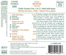 Ernest Bloch (1880-1959): Sonaten f.Violine &amp; Klavier Nr.1 &amp; 2, CD