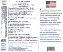 Samuel Barber (1910-1981): Klavierwerke, CD