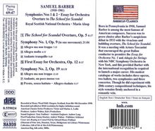 Samuel Barber (1910-1981): Symphonien Nr.1 &amp; 2, CD