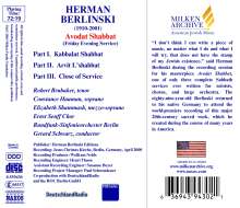 Herman Berlinski (1910-2001): Avodat Shabbat, CD