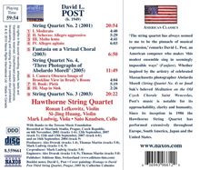 David L. Post (geb. 1949): Streichquartette Nr.2-4, CD