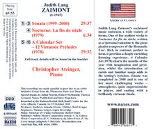 Judith Lang Zaimont (geb. 1945): Klaviersonate (1999-2000), CD