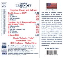 Jonathan Leshnoff (geb. 1973): Symphonie Nr.1 "Forgotten Chants &amp; Refrains", CD