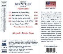 Leonard Bernstein (1918-1990): Klavierwerke, CD