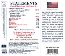 Yale Choral Artists - Statements, CD