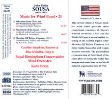 John Philip Sousa (1854-1932): Music for Wind Band Vol.21, CD