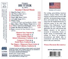 Gregory Hutter (geb. 1971): Weltliche Chorwerke, CD