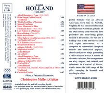 Justin Holland (1819-1887): Werke &amp; Arrangements für Gitarre, CD