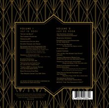 Texte: Volume 1: Juli 12, 2003; Volume 2: Juli 20, 2008. Schwarzer Hintergrund, goldene geometrische Muster.