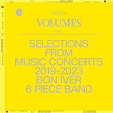 Bon Iver, Volumes One, Selections From Music Concerts 2019-2023, Bon Iver 6 Piece Band. Gelber Hintergrund.