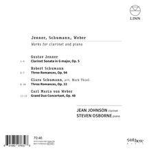 Jenner, Schumann, Weber: Werke für Klarinette und Klavier. Künstler: Jean Johnson und Steven Osborne. LINN Logo oben rechts.