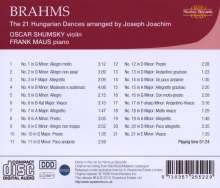 Johannes Brahms (1833-1897): Ungarische Tänze Nr.1-21 für Violine &amp; Klavier, CD
