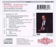 Kurt Weill (1900-1950): Symphonien Nr.1 &amp; 2, CD