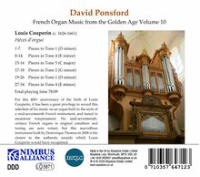 David Ponsford, French Organ Music from the Golden Age Volume 10, Louis Couperin, Stücke in verschiedenen Tonarten. Rechterhand eine große Orgel.