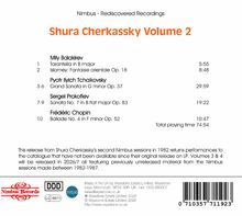 Nimbus - Rediscovered Recordings. Shura Cherkassky Volume 2. Enthält Werke von Balakirev, Tchaikovsky, Prokofiev, Chopin.
