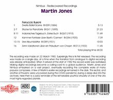 Nimbus - Rediscovered Recordings. Martin Jones. Ferruccio Busoni Werke mit Spielzeiten und historischem Kontext. Total playing time 68:00.