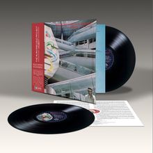 Text: "THE ALAN PARSONS PROJECT I ROBOT" und "HALF-SPEED MASTERING". Schallplattenhüllen und Vinyl mit futuristischer Architektur.