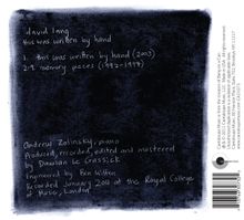 David Lang (geb. 1957): This was written by hand, CD