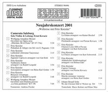 Das Neujahrskonzert 2001 der Camerata Salzburg "Weltreise mit Fritz Kreisler", CD