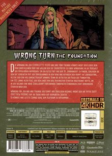 "WRONG TURN THE FOUNDATION". Comic-Stil: Frau in einer Höhle. Text beschreibt gefährliche Wanderung und Überlebenskampf. 4K HDR.