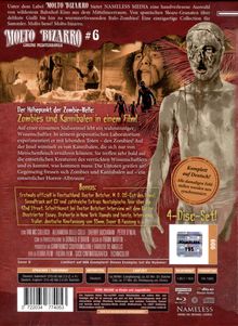 Dieses ist ein DVD-Cover mit folgenden Texten:
"Molto Bizarro #6", "Zombies und Kannibalen in einem Film!", "4-Disc-Set!", "Komplett auf Deutsch!" Illustrationen von Zombies und Szenen aus einem Horrorfilm.