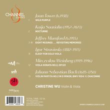 Beschreibung der aufgeführten Musikstücke und Komponisten mit Christine Wu an Violine und Viola auf einem sandfarbenen Hintergrund. Enthält mehrere Logos. Gesamtzeit: 55:56.