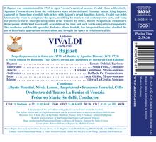 "Il Bajazet", eine Oper von Antonio Vivaldi, dirigiert von Federico Maria Sardelli, mit Interpreten und Orchesterdetails.