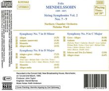 Felix Mendelssohn Bartholdy (1809-1847): Streichersymphonien Nr.7-9, CD