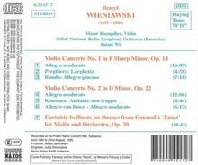Henri Wieniawski (1835-1880): Violinkonzerte Nr.1 &amp; 2, CD