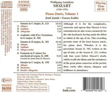 Wolfgang Amadeus Mozart (1756-1791): Klavierwerke zu vier Händen Vol.1, CD