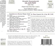 Alexander Glasunow (1865-1936): Klavierkonzerte Nr.1 &amp; 2, CD